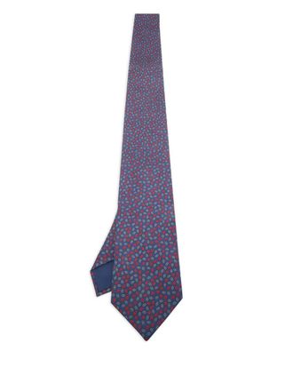 Herm&egrave;s silk patterned tie - men - Silk - One Size - Blue