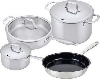 alva Maestro 7-Piece Hybrid Stainless Steel Cookware Set in Black at Nordstrom