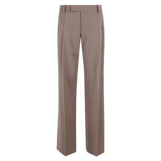 Federica Tosi Broeken, Dames, Bruin, XS, Wol, Taupe Wijde Broek Frescolana Stijl