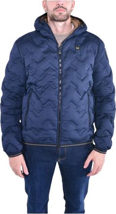 Blauer Hooded Puffer Jacket - Heren - Winterjassen - Blauw - M - Leer - Jassen