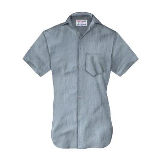 MC2 Saint Barth Pamplona Shirt - Heren - Korte mouwen Overhemden - Blauw - XL - Katoen - Overhemden