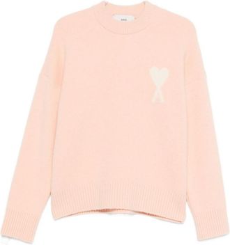 Ami Pink Round-neck Sweater