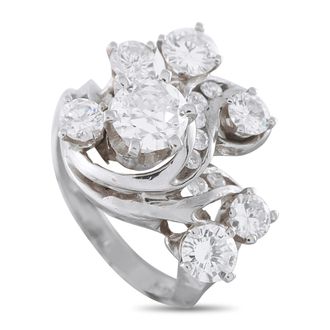 Luxury Bazaar 14K White Gold 2.15ct Diamond Cluster Ring MF16-070626