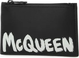 Alexander McQueen Mens Black Leather Card Holder 1070 Exterior: Portafogli Wallet