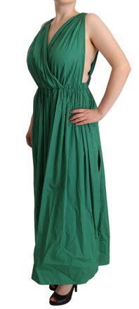 Dolce & Gabbana Womens Green Cotton Sleeveless V-Neck Dress