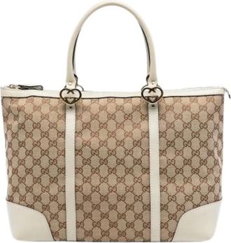 Gucci Pre-owned Handbags, female, Beige, Size: ONE SIZE Pre-owned Vintage Canvas Tote