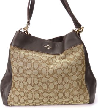 Coach Brown Dark Brown Canvas Leather Tote Bag (Pre-Owned)