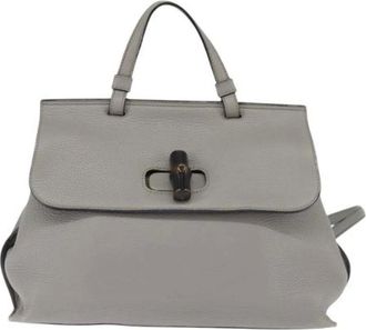 Gucci Pre-owned Handbags, female, Gray, Size: ONE SIZE Pre-owned Leather Handbag