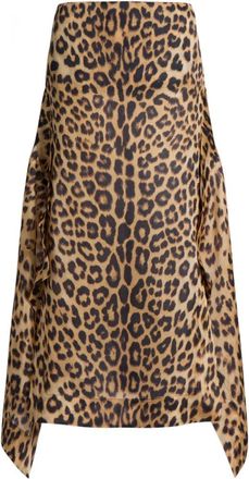 Alberta Ferretti Leopard Print Asymmetrical Skirt with Edgy Hemline