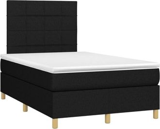 vidaXL Cama Box Spring Con Colch&oacute;n Y Luces Led Tela Negro 120x190 Cm Vidaxl