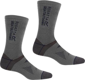 Regatta Unisex Adult Wool Hiking Boot Socks (Pack of 2) (9 UK-12 UK) (Briar Grey/Navy)