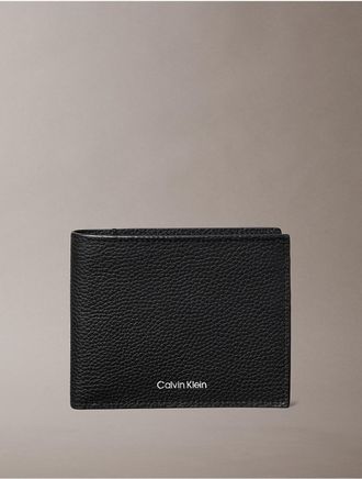 Calvin Klein Mens Foil Embossed Logo Bifold Wallet - Black