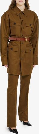 Saint Laurent Womens Pants In Cotton Twill - Brown - Size EU 38 (Womens)