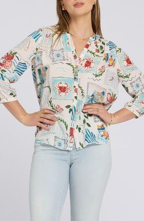 NYDJ Pintuck Top in Dreamscape at Nordstrom, Size Xx-Small