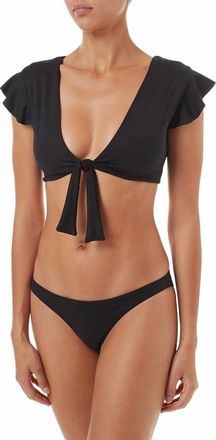 Melissa Odabash Koshamui Tie Front Frill Bikini Top In Black