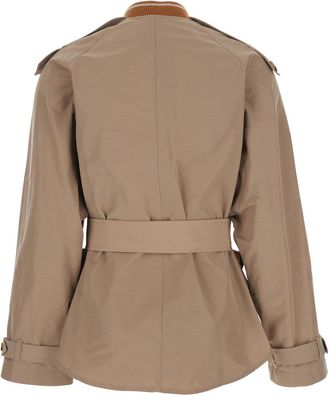 Merci Womens Trench Coat Double-Breasted Brown