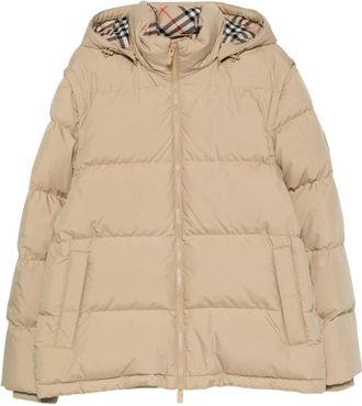 Burberry Bideford Puffer Jacket - Heren - Gewatteerde jassen - Beige - 2XL - Leer - Jassen