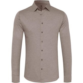 DeSoto Comfortabele Jersey Shirt met Unieke Snit - Heren - Casual Overhemden - Beige - 6XL - Katoen - Overhemden
