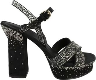 Ferragamo Sonya Degrade Crystals Platform Sandals, Size 7 C