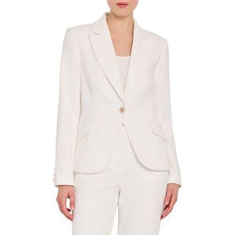 Tahari by ASL One-Button Boucl&eacute; Blazer in Ivory at Nordstrom, Size 10P