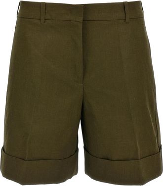 Jil Sander Linnen Bermuda Shorts - Dames - Korte Broeken - Groen - 2XS - Linnen - Korte Broeken