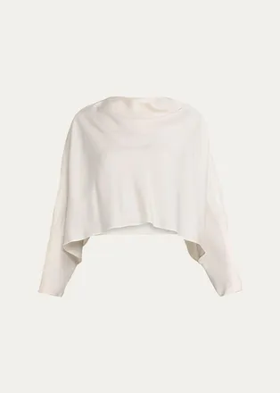 SIMKHAI Bearitz Draped Cowl-Neck Satin Top