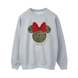 Disney Dames/Dames Minnie Mouse Luipaard Kerst Sweatshirt (Sportgrijs)
