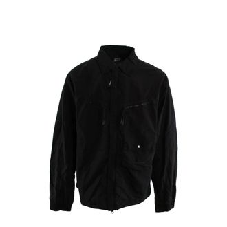 C.P. Company Light Jackets, male, Black, Size: 2XL Flatt Nylon Overshirt
