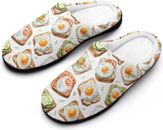 Generic Sandwiches Egg Bread Funny Mens Cotton Slippers Soft Non-Slip Rubber Sole House Slipper Indoor Outdoor