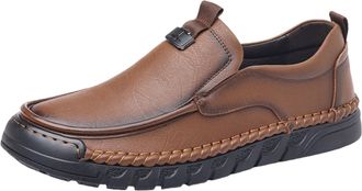 Generic Mens Business Slip-On Leather Shoes Soft Low Cut Loafers Breathable Comfy Moccasins Easy Wear Non-Slip Footwear Vintage Loafers for Office Work and Da