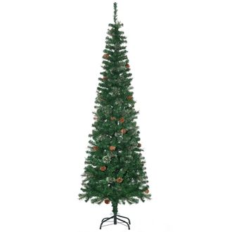 OEM &Aacute;rbol De Navidad 195 Cm De 556 Ramas &Aacute;rbol De Navidad Estrecho Forma De L&aacute;piz Con 25 Pi&ntilde;as Base Plegable Verde