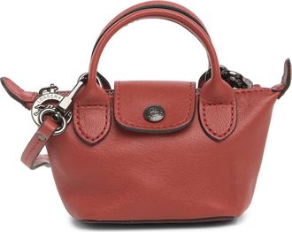 Longchamp Le Pliage Cuir Nano Crossbody Bag in Sienna at Nordstrom Rack