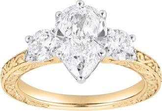 LuvMyJewelry Orlina 14K Gold 2.65 Ct Pear Lab Grown Diamond Engagement Ring
