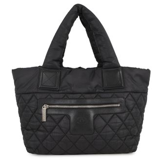 Chanel Black Nylon Handbag Tote Bag (Pre-Owned)