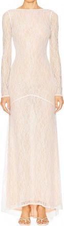 Stone_Cold_Fox Luna Lace Plunge Back V-Neck Maxi Dress In White