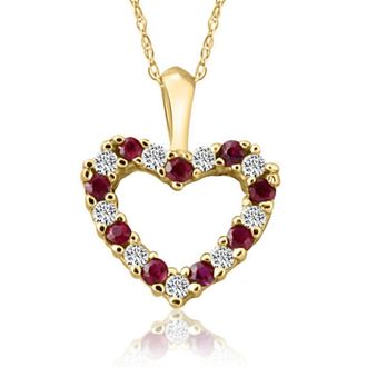 Pompeii3 1/2Ct Ruby & Diamond Heart Pendant in White, Yellow, or Rose Gold