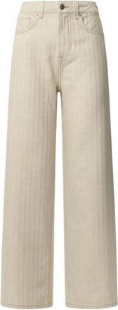 Pepe Jeans London Gestreepte Straight Leg Broek - Dames - Straight fit broeken - Beige - W31 - Katoen - Broeken