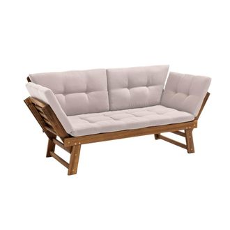 Oviala Relaxante sof&aacute; de jard&iacute;n de madera de acacia en crema