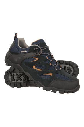 Mountain Warehouse Curlews Mens Waterproof Walking Shoes - Quick Drying Footwear, Suede & Mesh Outer & Rubber Sole - for Autumn, Winter, Camping & Hiking Navy Adult Shoe