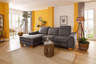 HOME AFFAIRE Ecksofa »Dundee L-Form« wahlweise mit Kopfteilverstellung und zusätzlich mit Bettfunktion