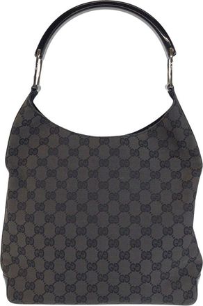Gucci Black Gg Canvas & Suede Hobo Shoulder Bag (Authentic Pre-Loved)