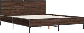 vidaXL Vidaxl - Estructura Cama Madera Ingenier&iacute;a Metal Marr&oacute;n Roble 120x200 Cm