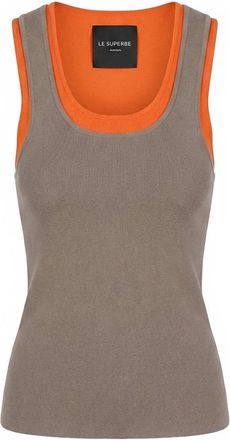 Le Superbe Womens Two Timer Tank Top In Otter/orange