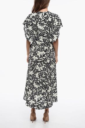 Stella McCartney Vestito Stile Peplo in Seta con Fantasia Floreale Stella McCartney