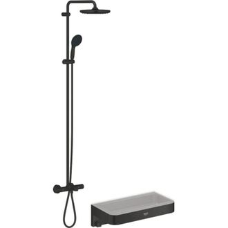 GROHE Columna De Ducha Termost&aacute;tica Grohe Vitalio Start System, Negro Mate + Cesta De Ducha Start Cube