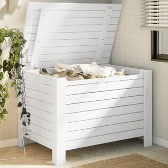 Berkfield Home Storage Box with Lid RANA White 100x49x54 cm Solid Wood Pine | Size: 100 x 49 x 54 cm