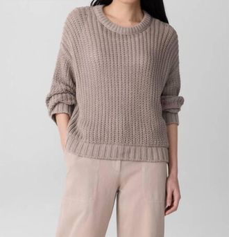 Eileen Fisher Cord Crew Neck Sweater In Wheat