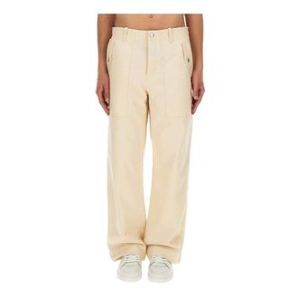 Maison Kitsun&eacute; Straight Trousers, male, Beige, Size: W29 Workwear Pants
