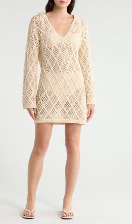 Elan Crochet Cover-Up Minidress in Natural at Nordstrom, Size X-Small