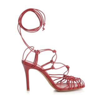 Forte_Forte Thin Heel Sandals With Leather Tubular Laces - female - Forte Forte - High Heel Sandals - Red - 5 UK - Shoes